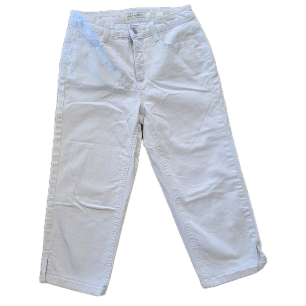 Jones New York Boho Crop White Jeans Size 6 Slimming Strech Denim Pants Women's